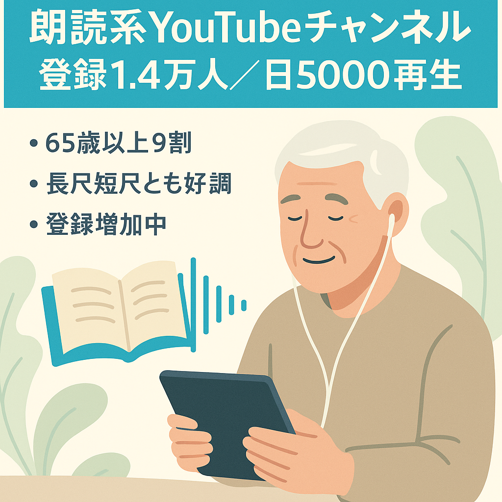 【登録者1.4万人／毎日5,000再生】シニア市場に強い朗読系YouTubeチャンネル