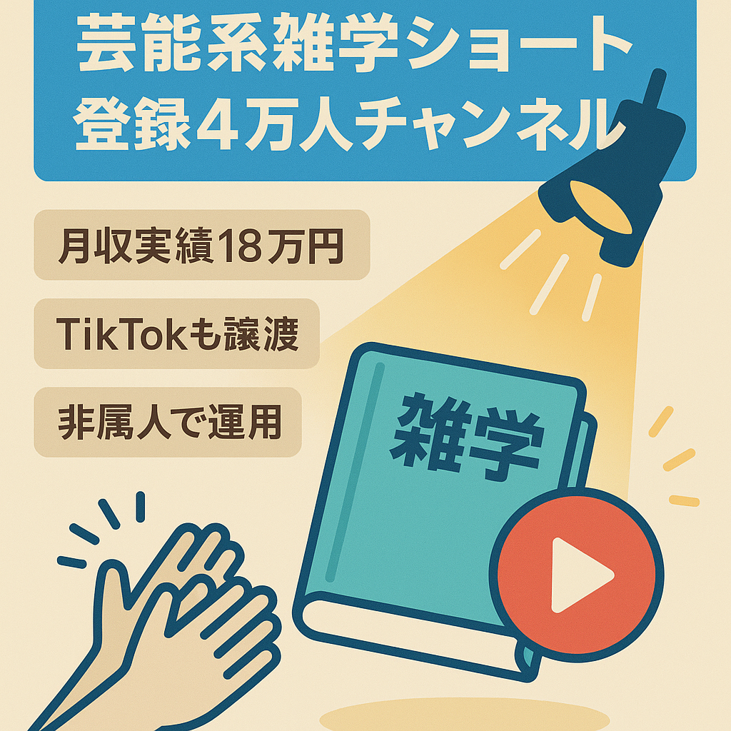 【最高18万円・チャンネル登録4万人】芸能系雑学 / ショート / 非属人
