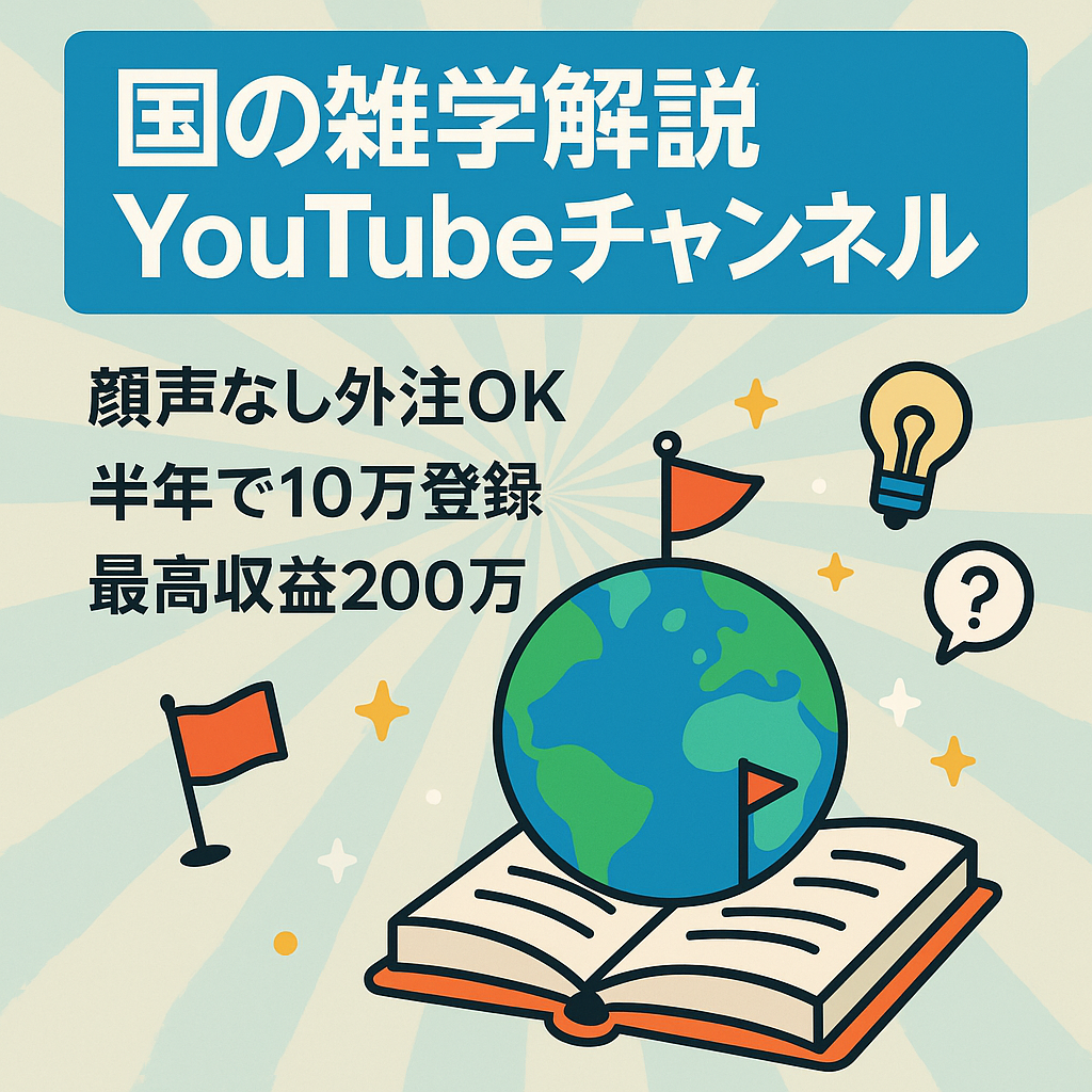 【登録者14万人〜】国の雑学解説ch/属人性0でフル外注OK！【3月収益100万円以上】