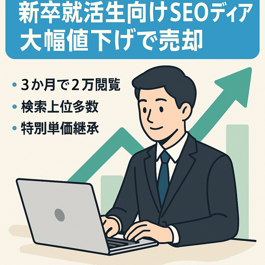 【大幅値下げ/アフィ・人材事業で大きな成長の余地あり/早期売却希望】新卒就活生向けSEOメディア