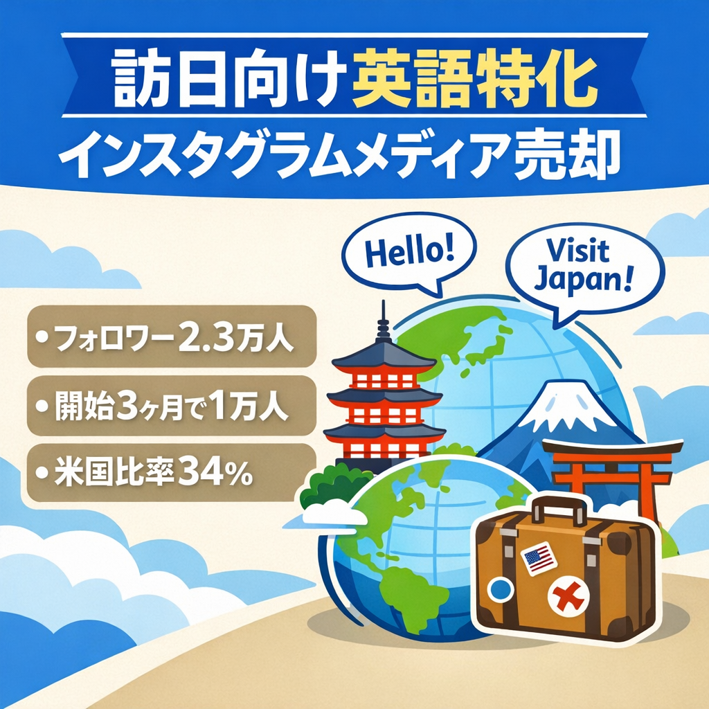 【34%米国フォロワー】訪日外国人2.3万人フォロワー獲得済・英語完全特化インバウンド向けInstagramメディア