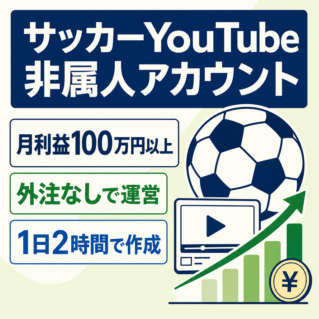 【月100万以上利益】サッカー非属人YouTubeアカウント