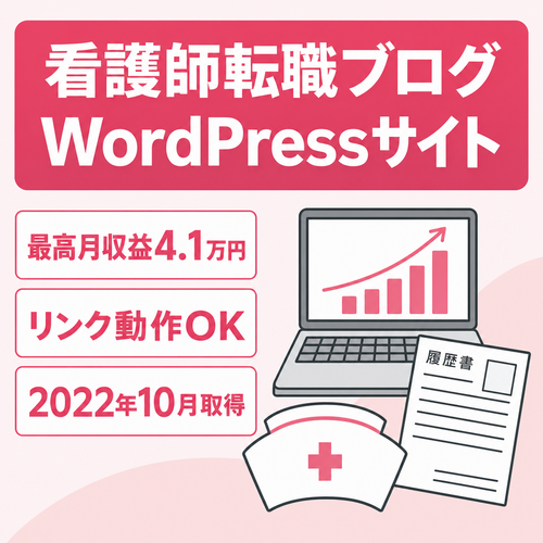 看護師転職特化ブログ｜アフィリエイトリンク動作確認済み・過去収益実績あり｜WordPress