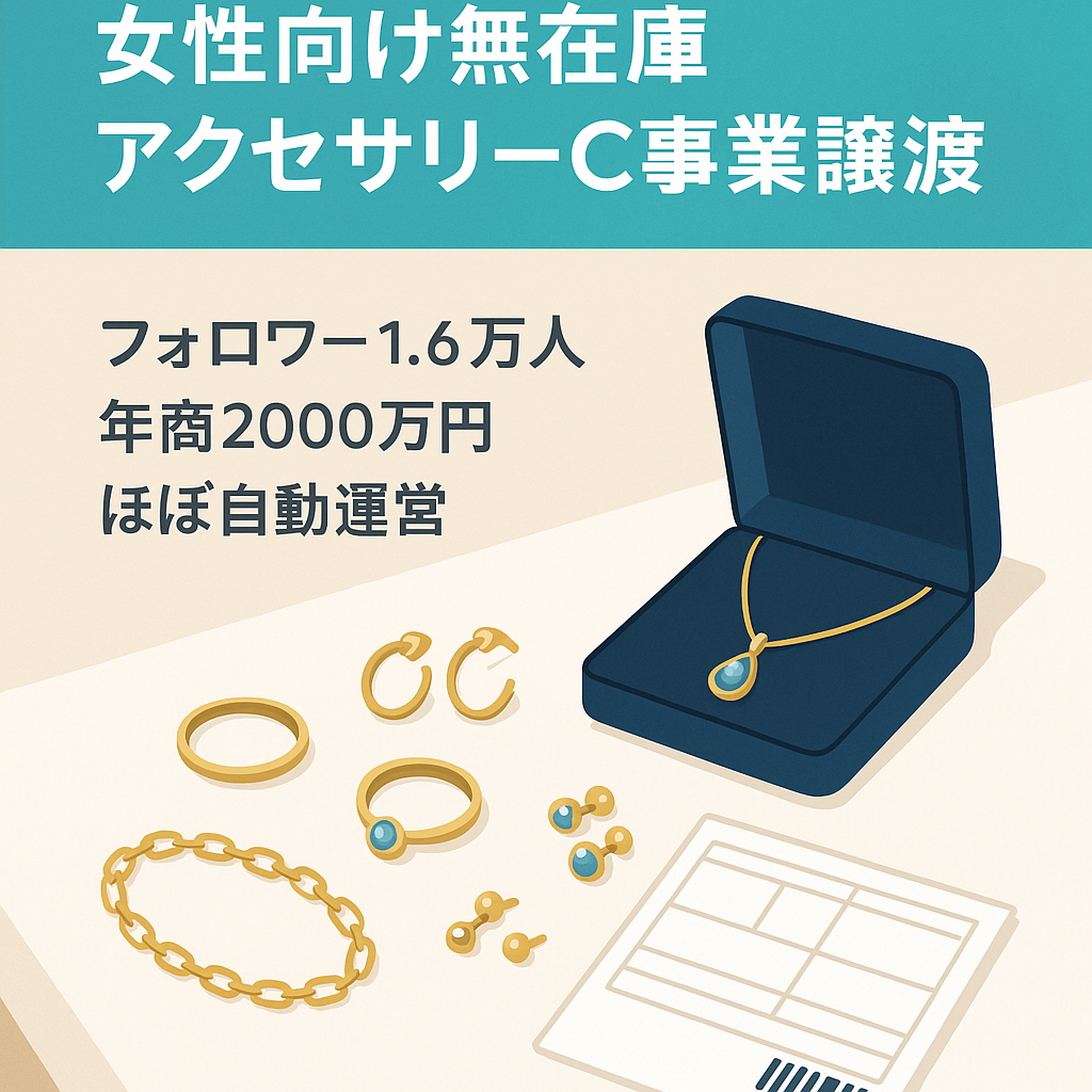 【Instagramフォロワー16,000人 / 年間売上2000万円】女性用無在庫アクセサリーブランドのEC事業譲渡