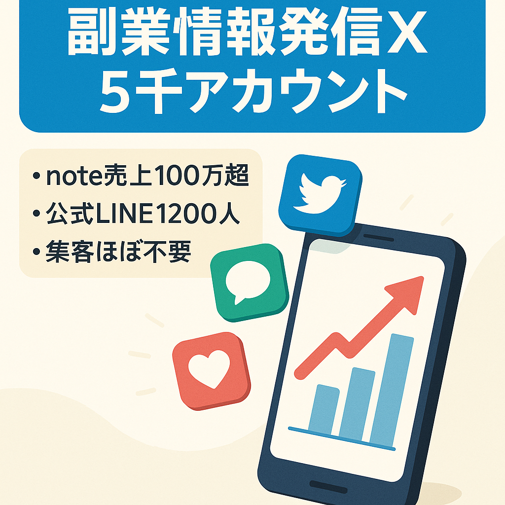 ※緊急値下げ※【最高月収68万】 副業の情報発信アカウント（Xフォロワー5000人超）