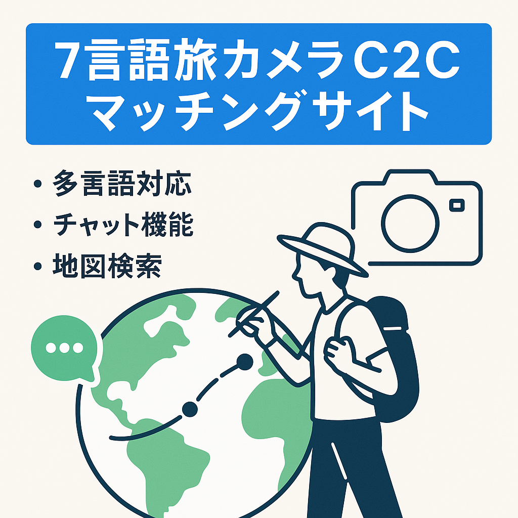 【7言語C2C】外国人旅行者と現地カメラマンをマッチングするシステムサイト
