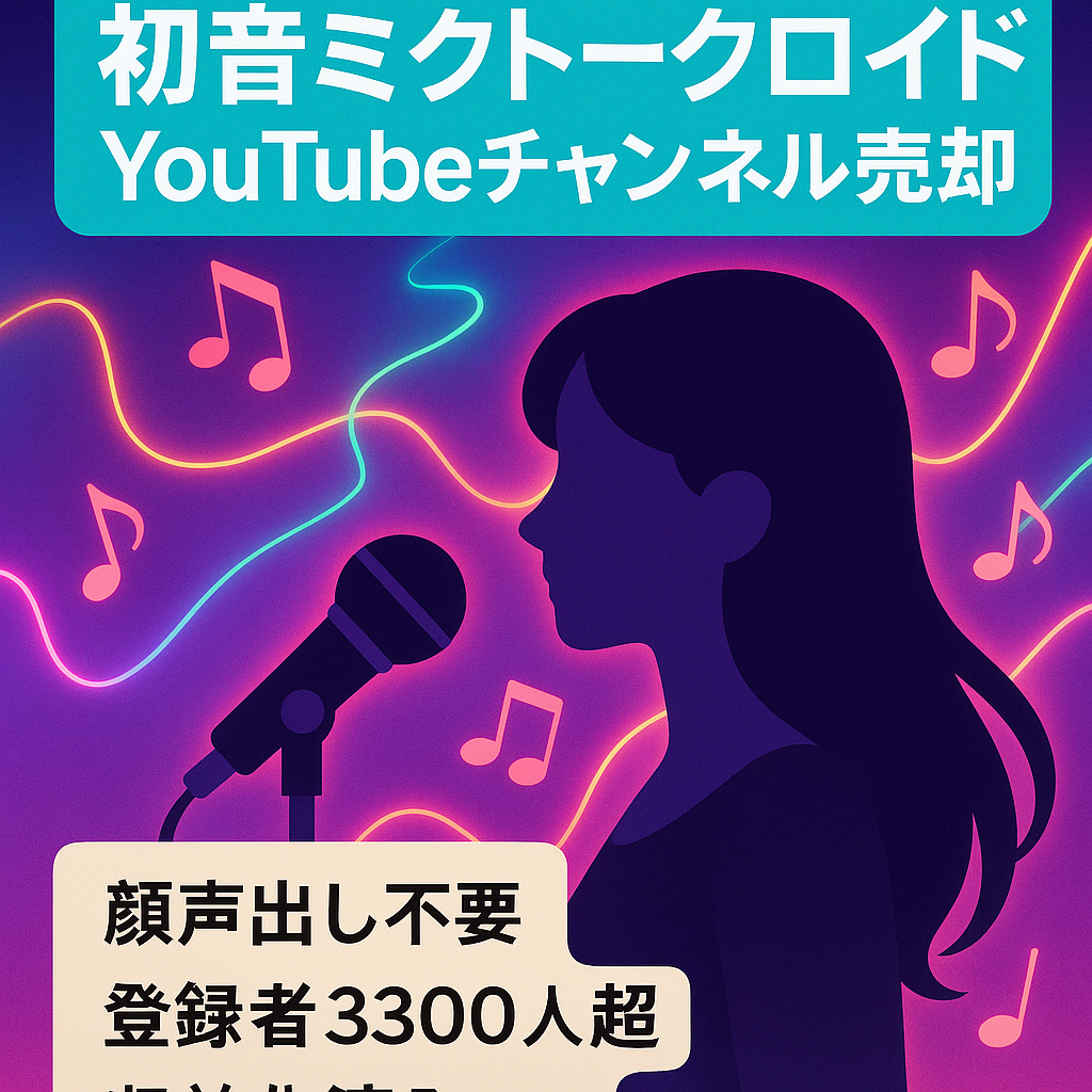 【早い者勝ち】初音ミクトークロイドYouTubeチャンネル【登録者3300人以上 収益化済み】