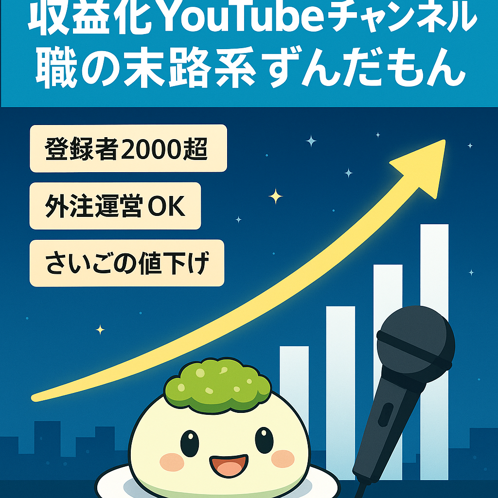 ※最終値下げ！【ずんだもん/収益化済み！】職の末路系ずんだもんチャンネル【属人性なし/登録者2000以上！】