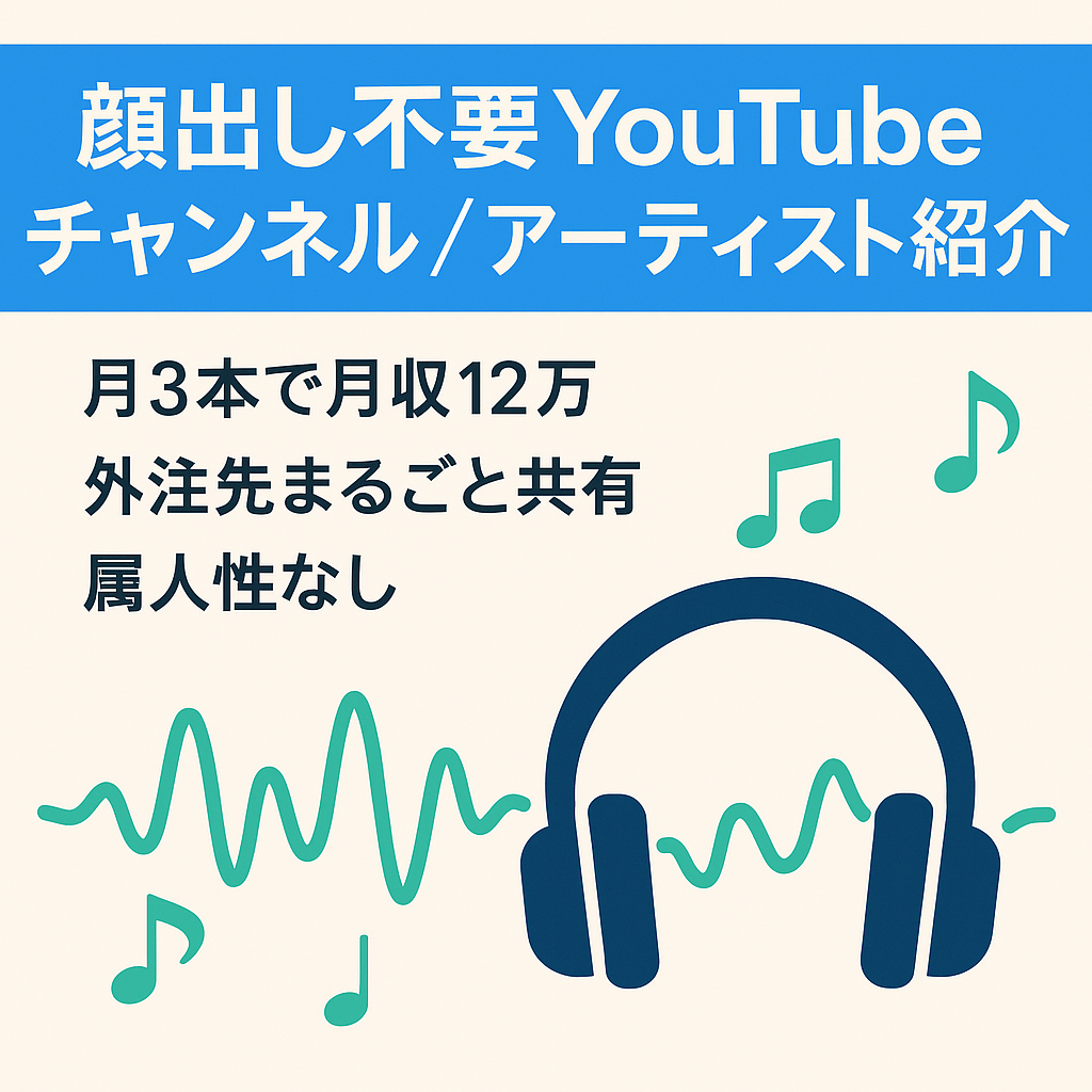 【月3本投稿で月収12万円】属人性なし！顔出し声出しなし！アーティスト紹介チャンネル