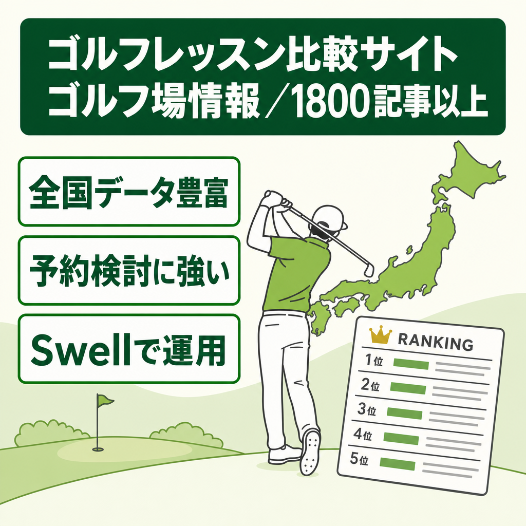 ゴルフレッスンの比較・ランキングとゴルフ場情報【1800記事以上】