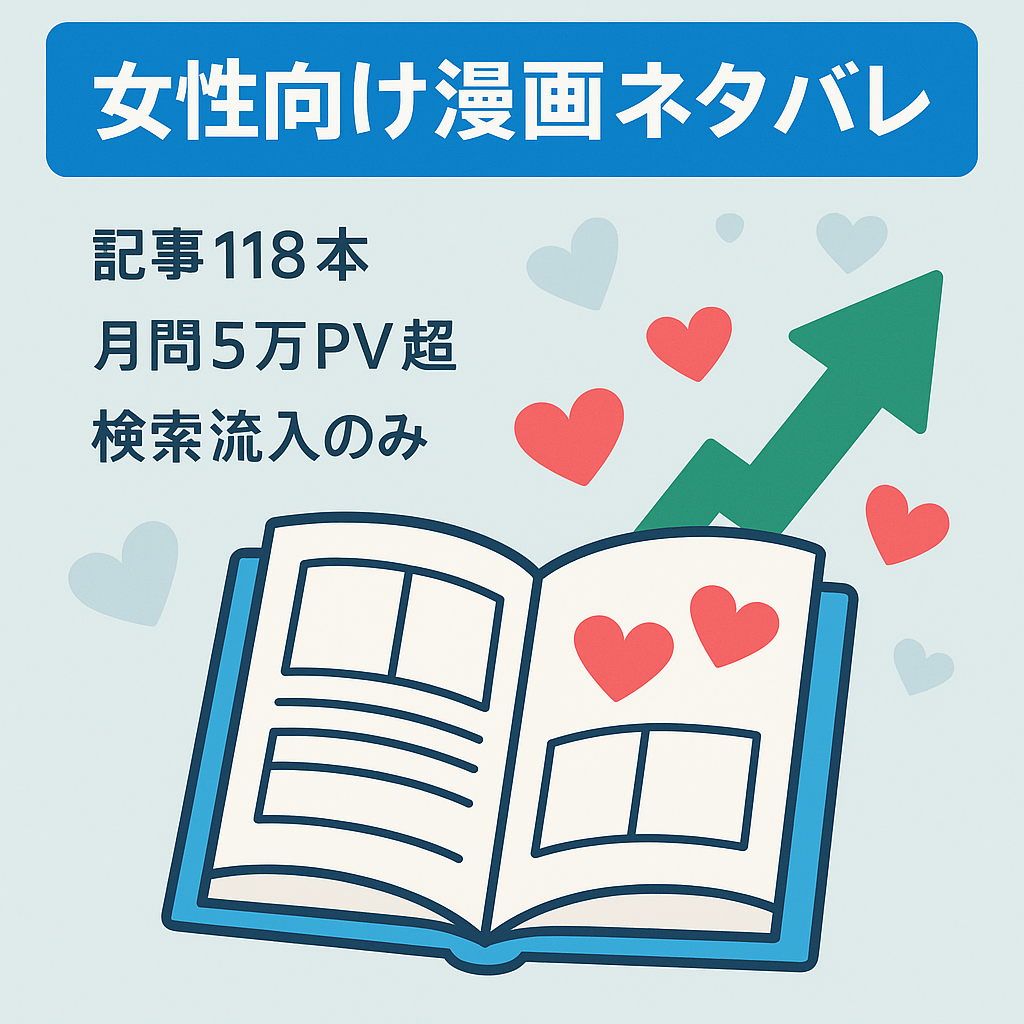 【月間5万PV・記事数１００記事以上】女性向け漫画のネタバレサイト