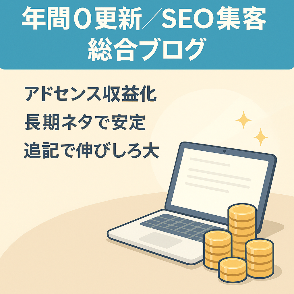 【年間０記事更新】SEO集客でアドセンス収益化済み！超安定の長期ネタ総合ブログ