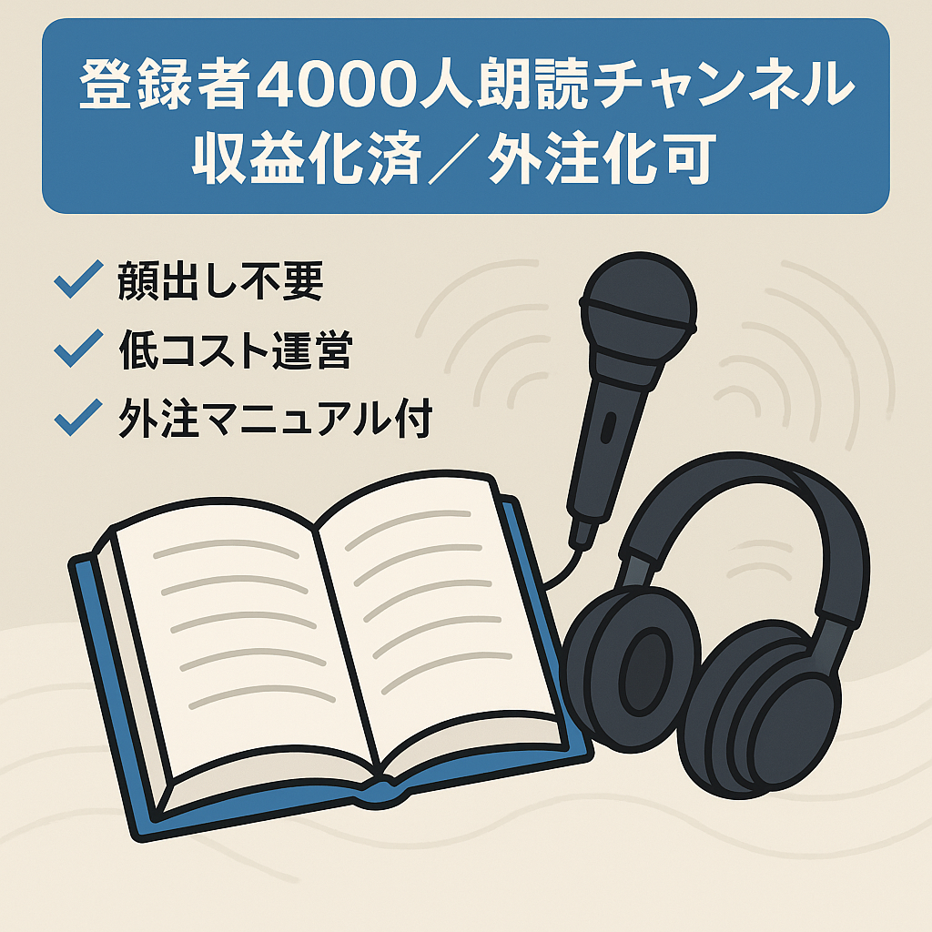 【登録者4000人・朗読チャンネル・収益化済み！】顔出し不要で運営可能！※外注化マニュアル付