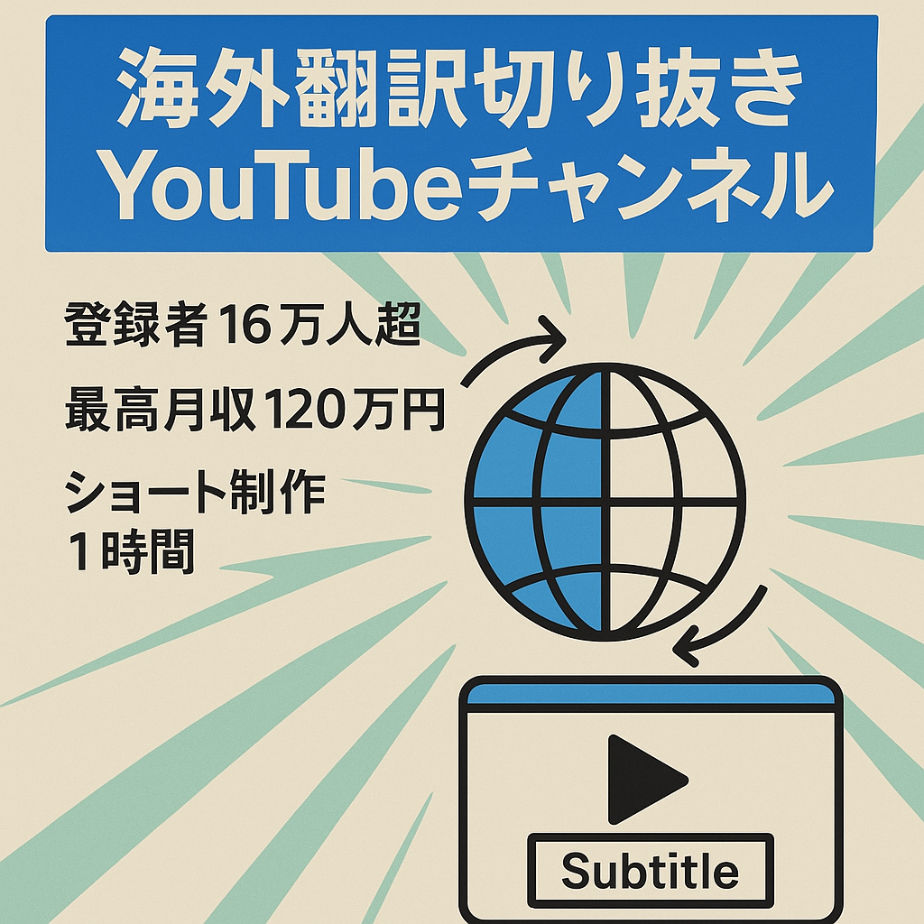 切り抜き：【登録者16万人超】顔出しなしの海外動画翻訳系YouTubeチャンネル