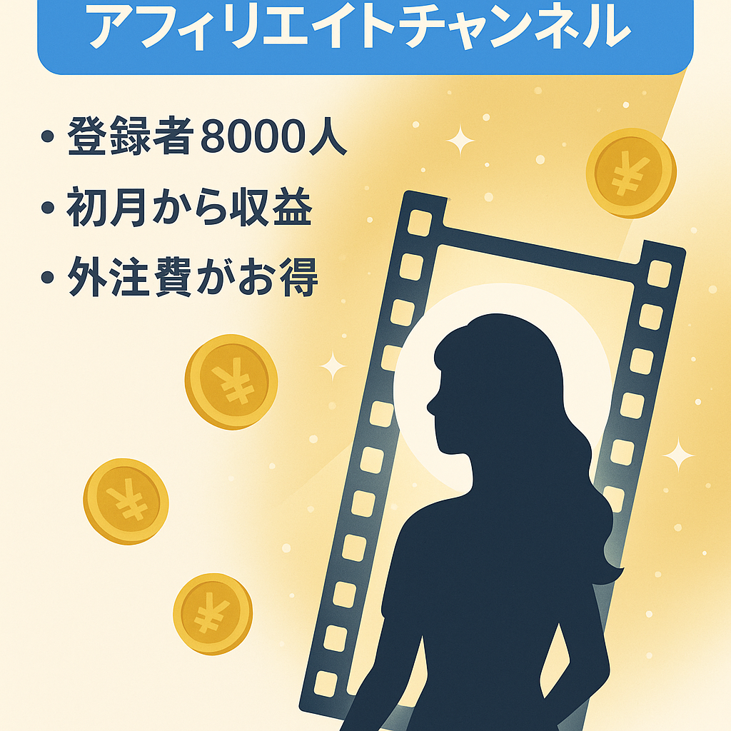【登録者8000人以上】YouTubeショート(女優紹介系)×アフィリエイトチャンネル【初月から収益発生】