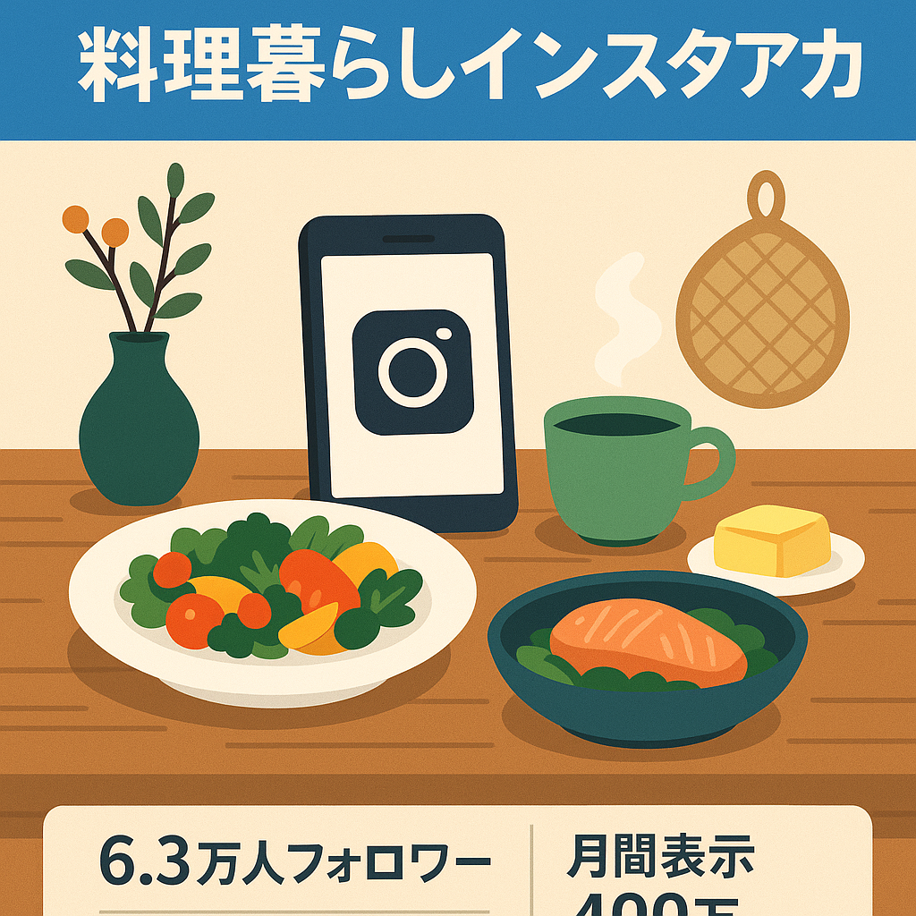 【4ヶ月で粗利約300万】Instagram料理×暮らし系リポストアカウント(フォロワー6.3万人、月間インプレッション400万人)