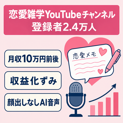 【登録者2.4万人】恋愛雑学ch | 月収10万円超え | 収益化済み