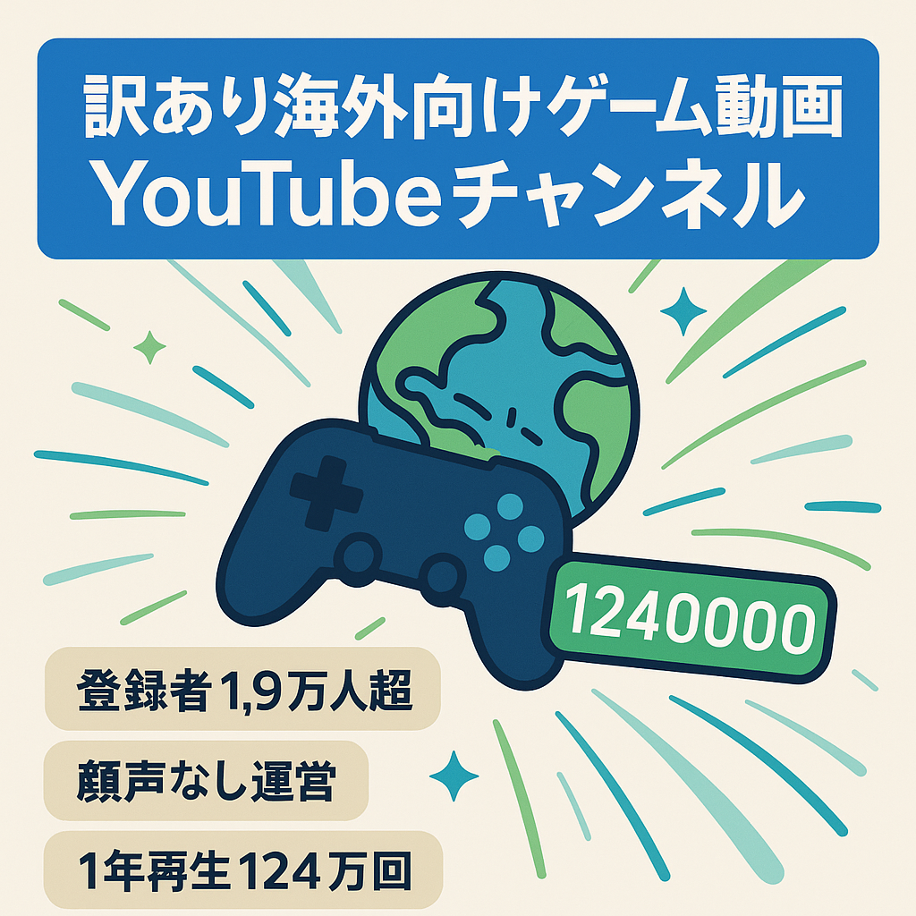 訳あり【登録者数19,900名】ゲーム動画の海外向けYOUTUBEチャンネル