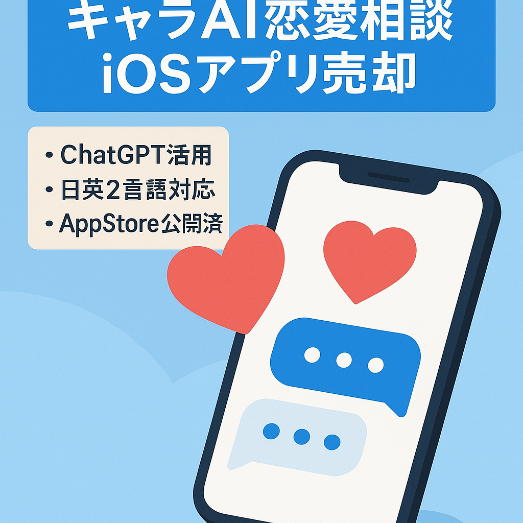 【話題のChatgpt活用！日本語・英語の2ヶ国語対応・ローンチ済】キャラクターAIが恋愛相談に乗ってくれるアプリ(ios)