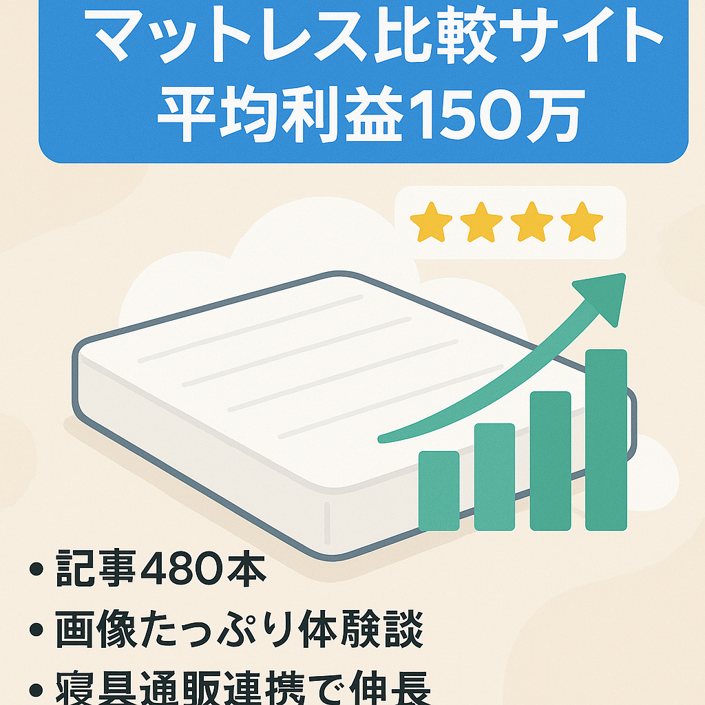 【実体験レビュー多数】人気マットレスの比較サイト・過去6か月平均利益150万越え・アプデ被弾なし