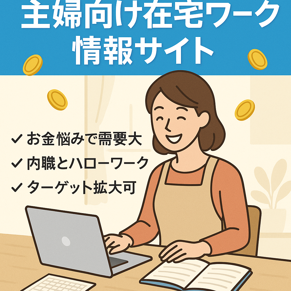 【強い集客力が見込めるテーマ】主婦の内職・在宅ワーク・お小遣い稼ぎのサイト