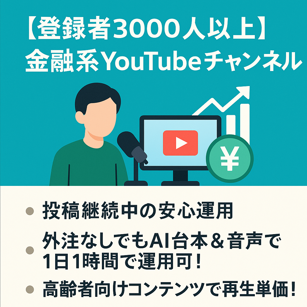 【登録者3000人以上】金融系YouTubeチャンネル【完全非属人・収益化済み】