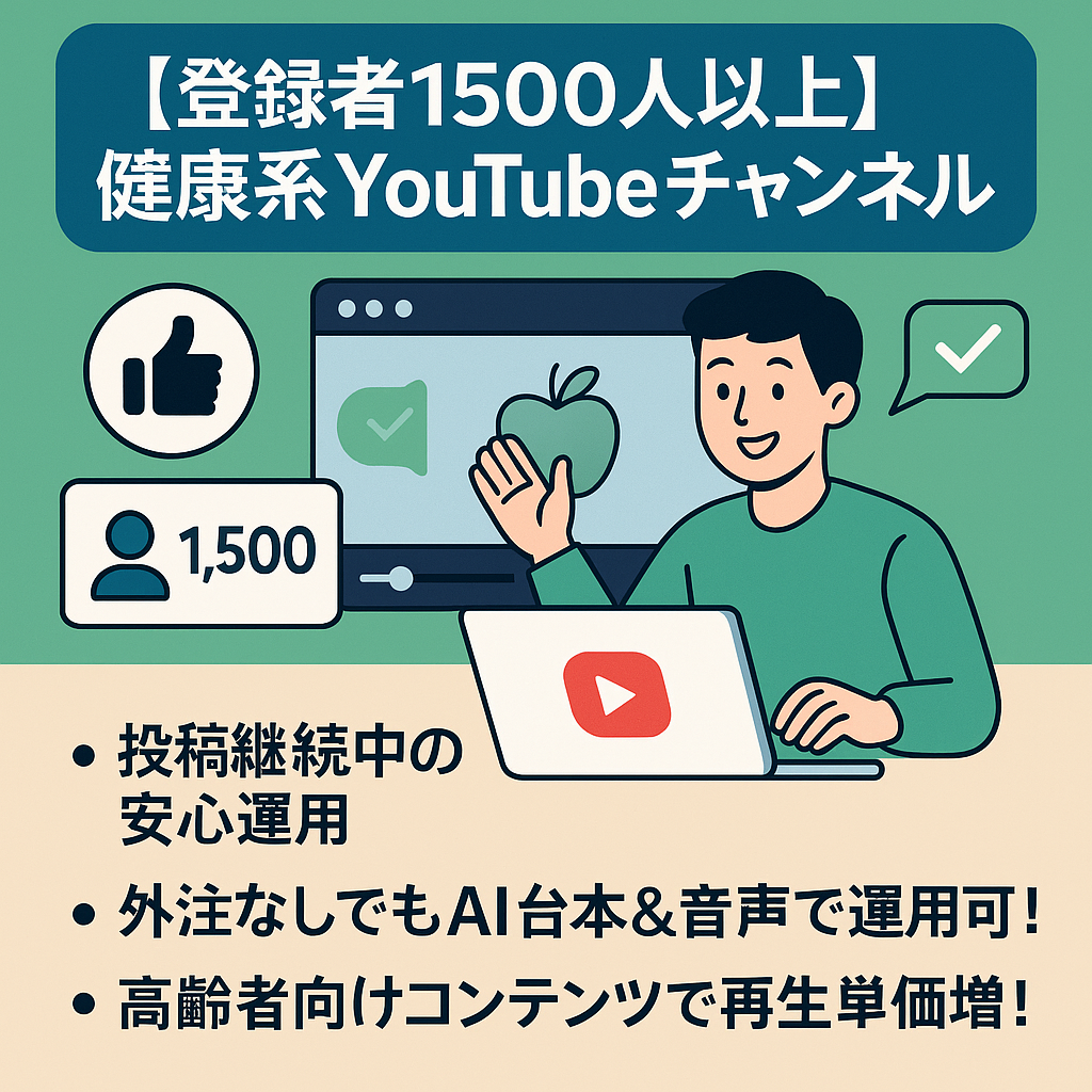【登録者1500人以上】健康系YouTubeチャンネル【完全非属人・収益化済み】