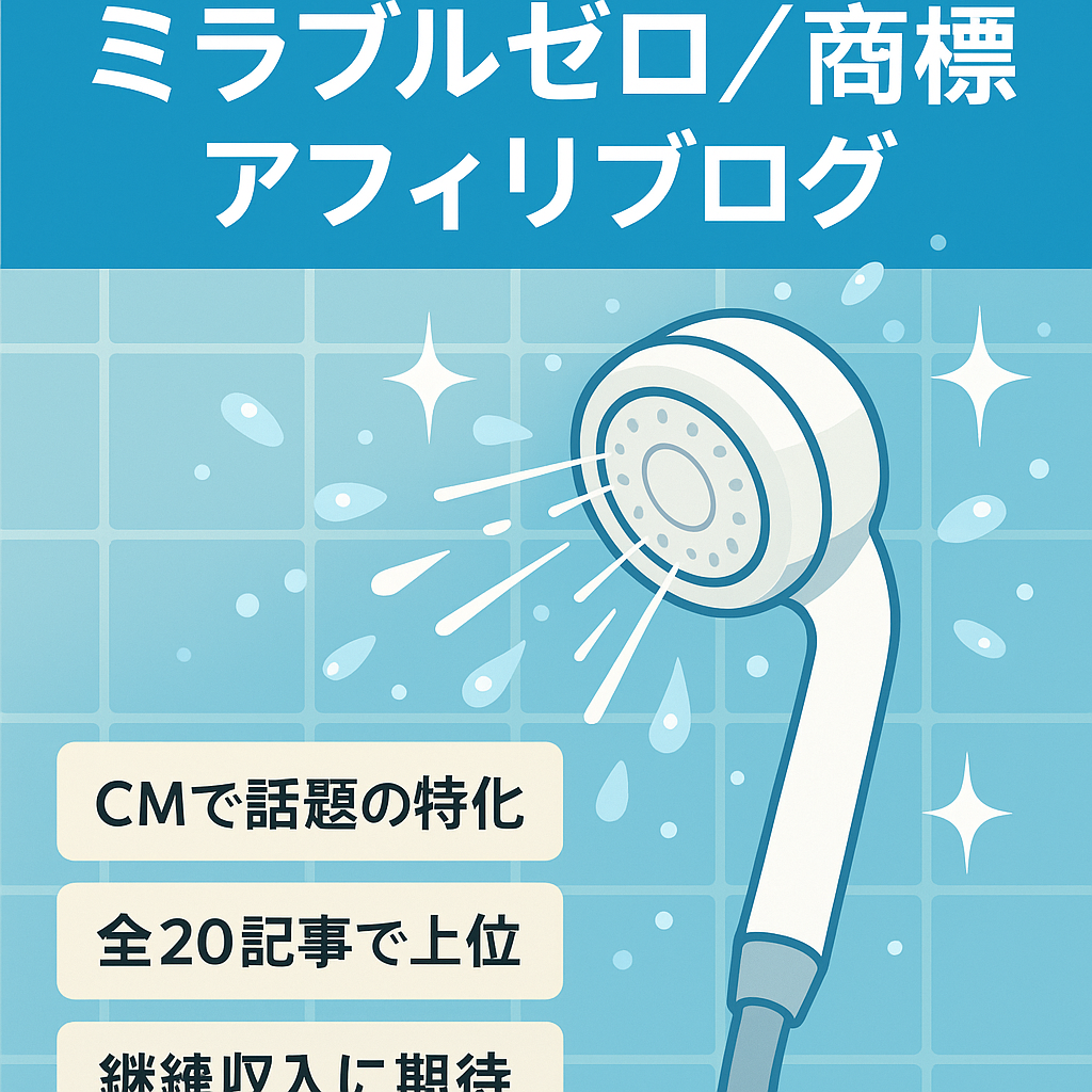 【全20記事インデックス済み・売上発生済み・2語検索上位記事多数】大人気シャワーヘッド「ミラブルゼロ」の商標アフィリエイトブログです。