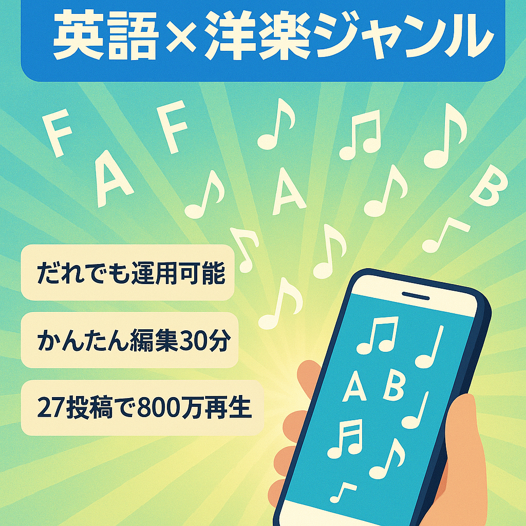 【完全外注可能】英語×洋楽ジャンル！27投稿でフォロワー3,8万人！