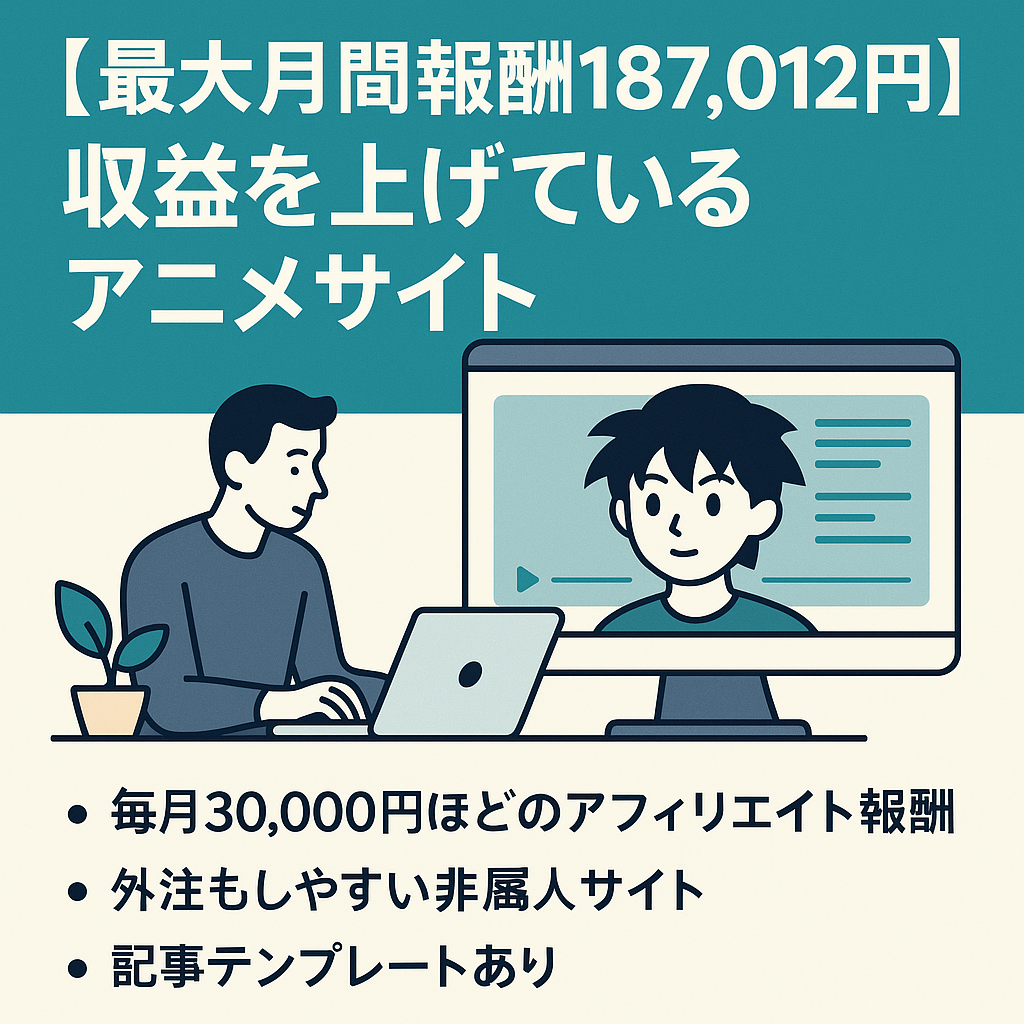 【最大月間報酬187,012円】継続的に3〜4万円の収益を上げているアニメサイト
