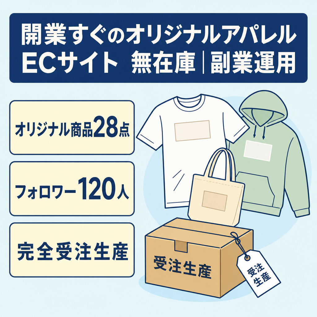 開業すぐのオリジナルアパレルECサイト　無在庫｜副業運用