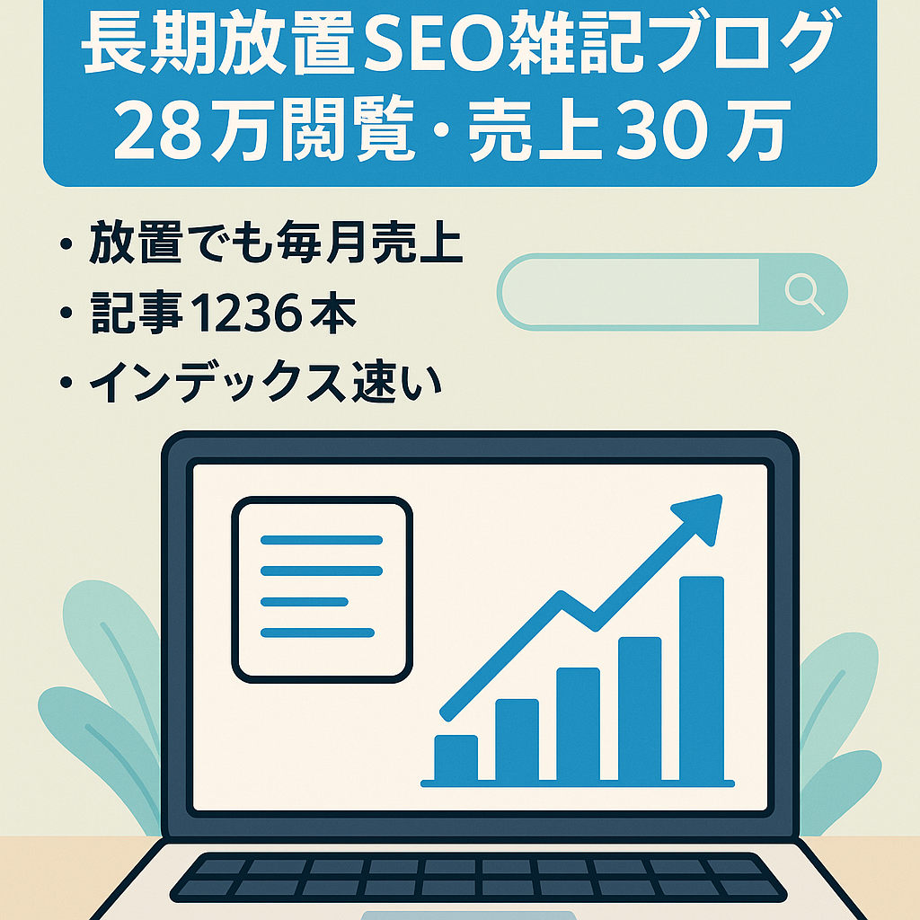 【長期放置】SEO集客の雑記ブログ（2020年9月、運営再開2ヶ月で28万PV/売上30万超の実績あり）