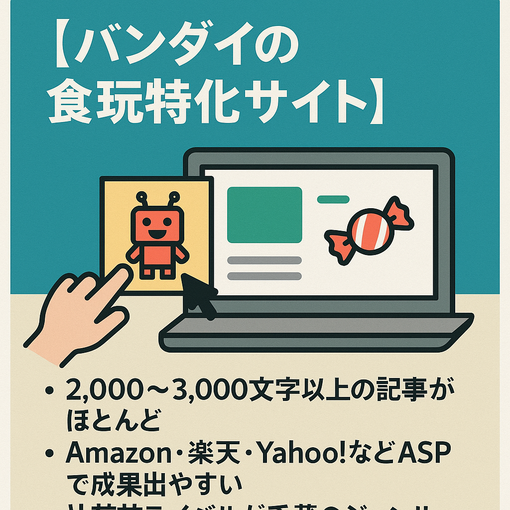 バンダイの食玩特化サイト(Amazon・楽天・Yahoo!などのASPで成果出やすい)