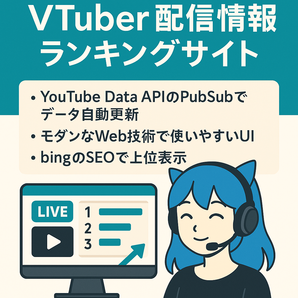【VTuber】VTuber配信情報サービス・ランキングサイト API連携自動更新