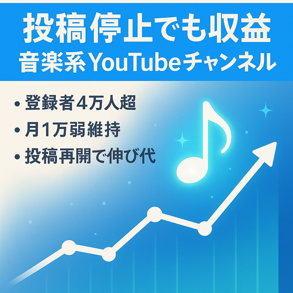 【投稿停止から数年でも月1万弱】登録者数4万超えの音楽系のYouTubeチャンネル