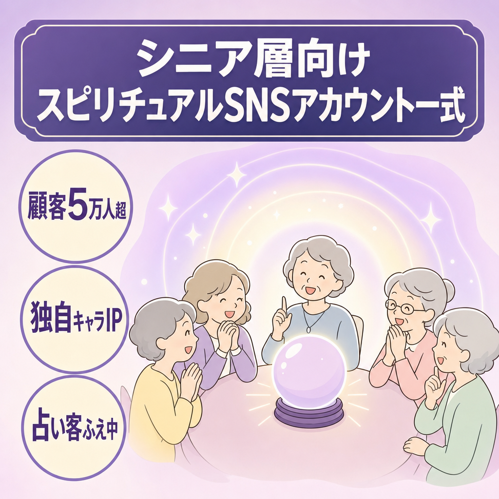 ９割が高齢者(50～70代）YouTube4.2万人 Instagram1.2万人のスピリチュアルアカウント一式