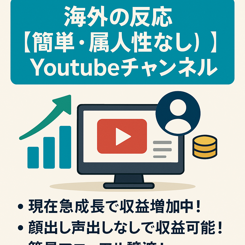 限定値下げ！本日午前中マデ【最高59万再生、属人性なし、カンタン運営、外注も可、放置でも収益】収益爆増中海外の反応Youtubeチャンネル