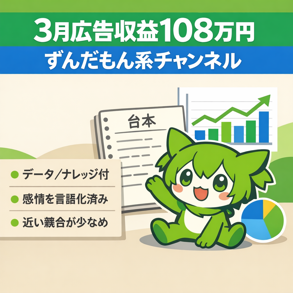【Claude code企画・台本skill付き】3月広告収益108万円。「ずんだもんチャンネル」