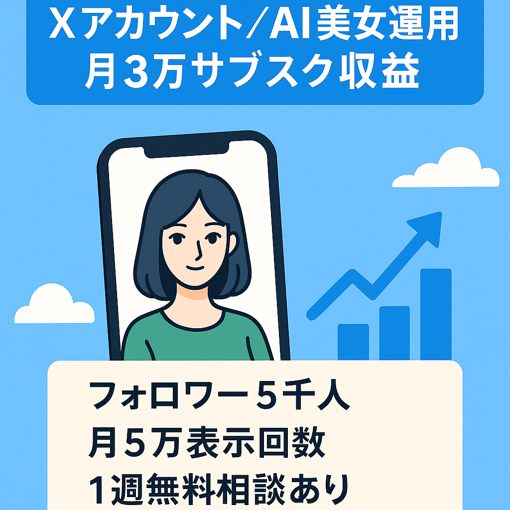 【フォロワー5000人】X(旧Twitter)でAI美女運用｜毎月のサブスク収入｜1週間無料コンサル付き