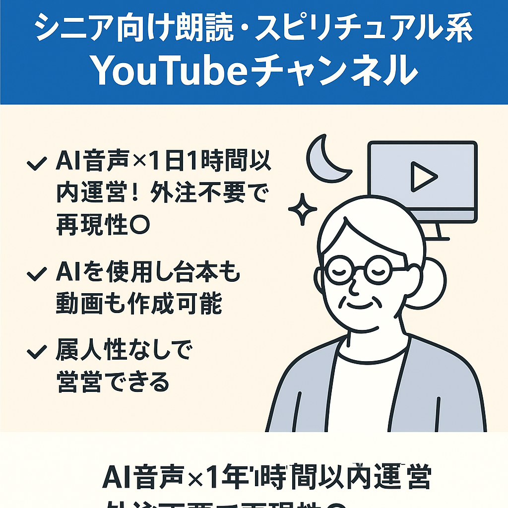 【登録者数5000人／収益化済み／AI作成／最大収益月50万円】シニア向け朗読・スピリチュアル系 YouTubeチャンネ ル