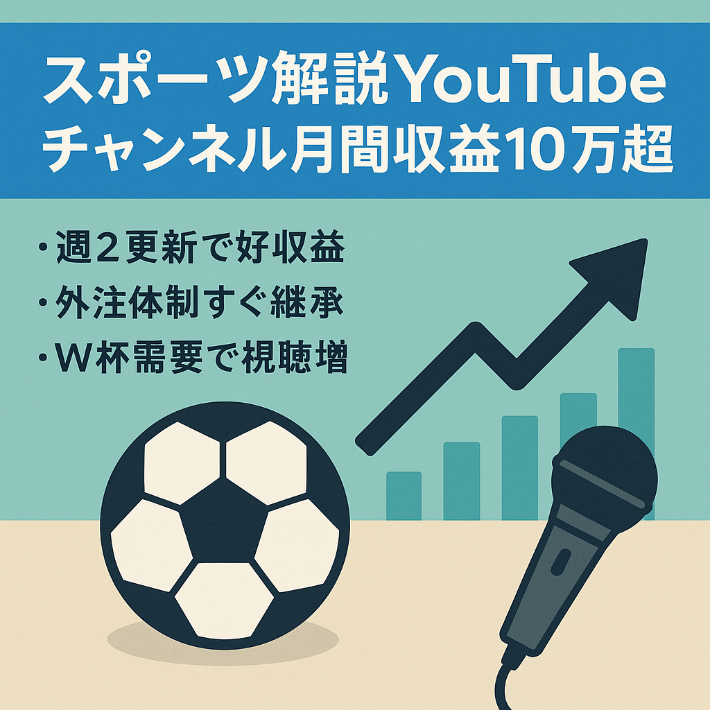 【毎月10万以上の収益】人気スポーツの解説YouTubeチャンネル