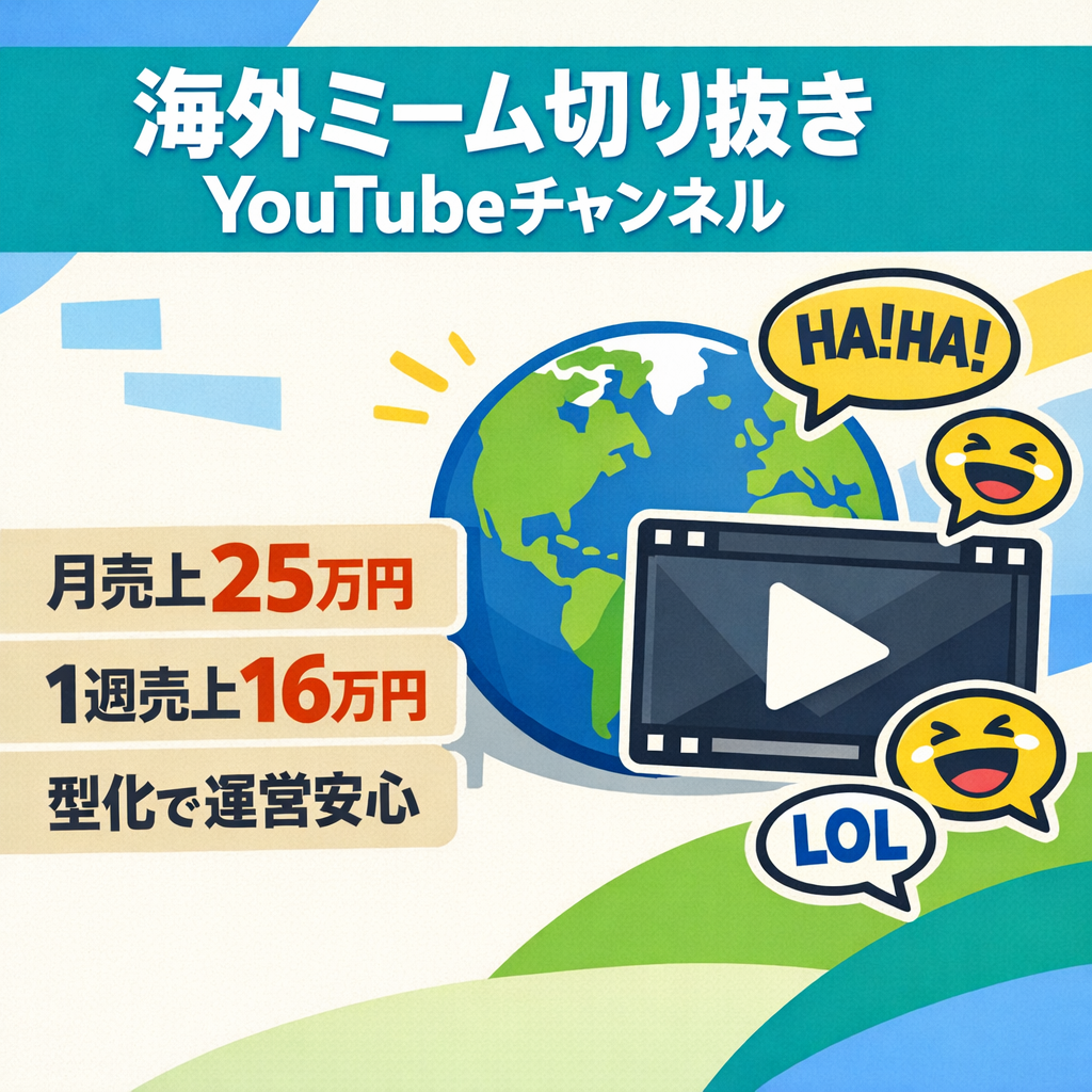 【月売上250,000円】海外動画おもしろミーム切り抜き非属人性YouTubeチャンネル