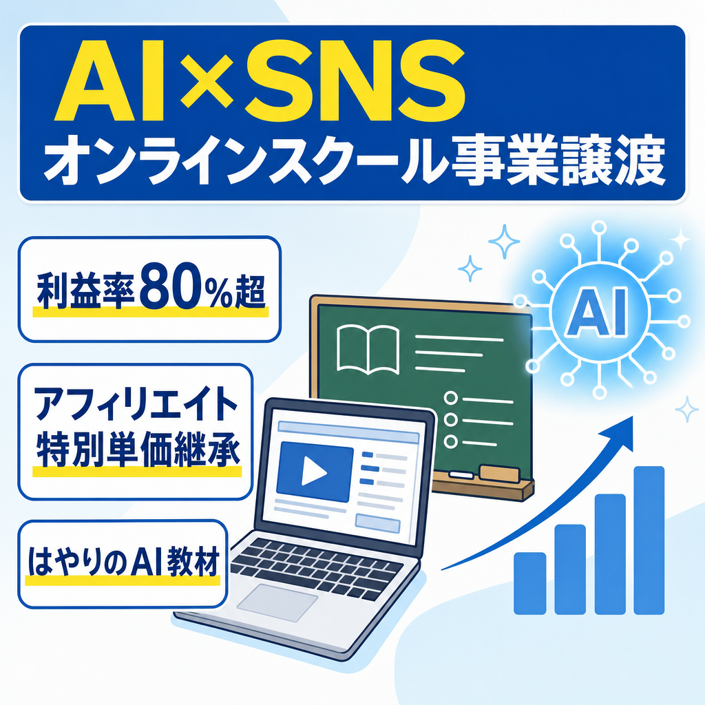 【利益率80%以上可】AI×SNSオンラインスクール事業の事業譲渡