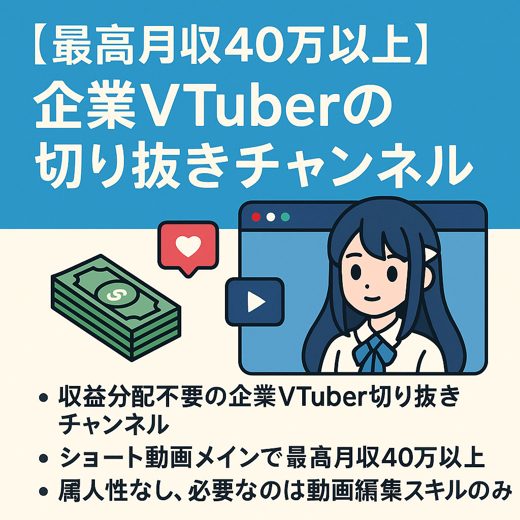 【最高月収40万以上】企業VTuberの切り抜きチャンネル