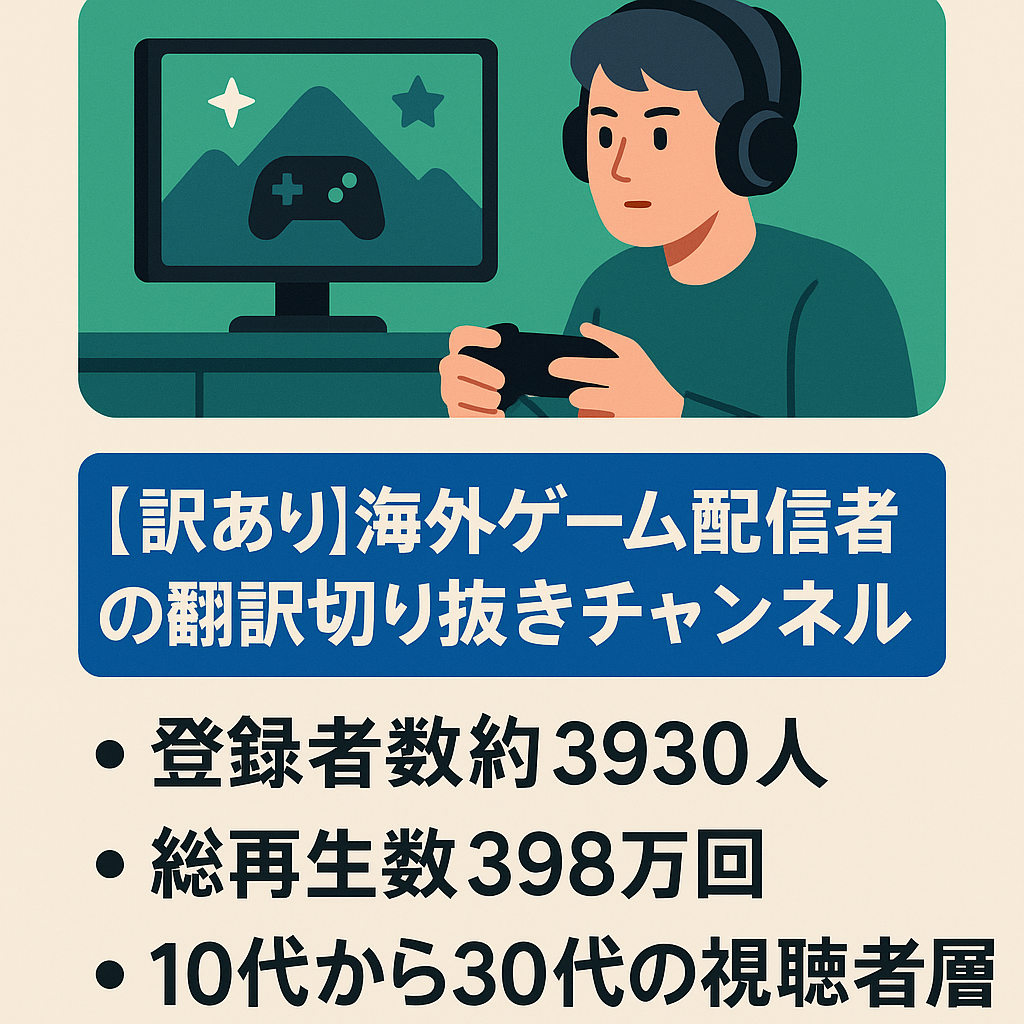 【訳あり】【登録者約3930人】総再生数398万回の海外ゲーム配信者の翻訳切り抜きチャンネル