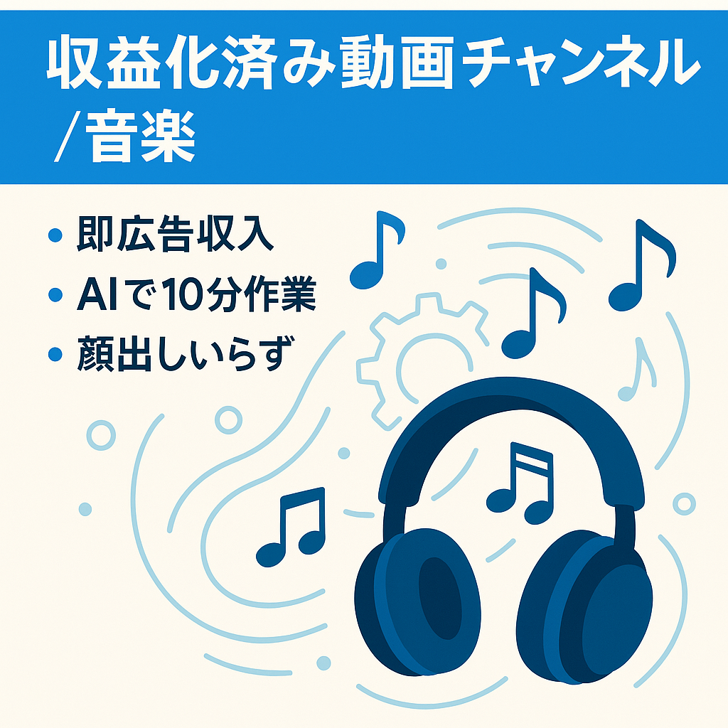 【収益化済み/顔出し不要】音楽ジャンルで属人生なし✩作業マニュアルありのAIフル活用で作業時間10分