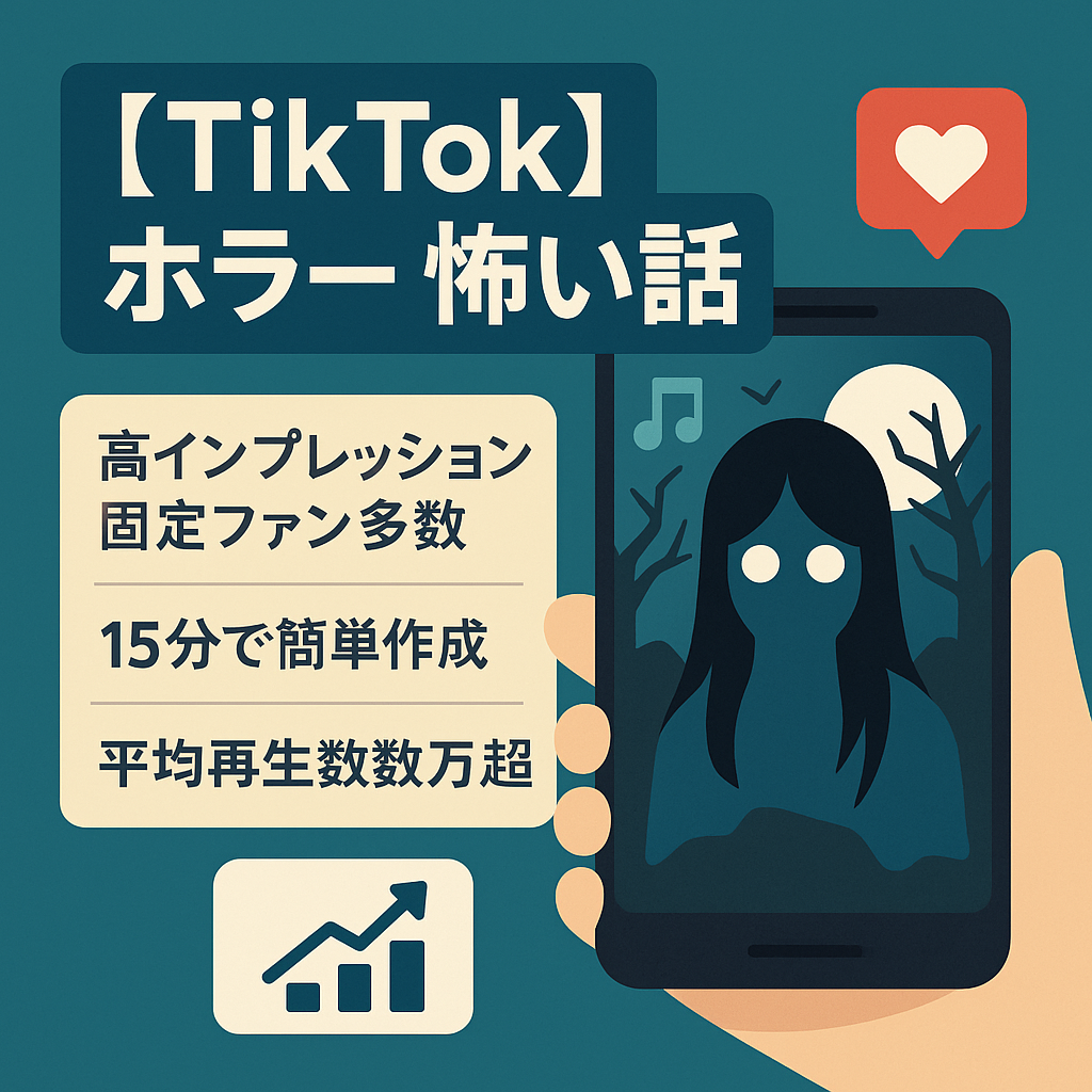 【TikTok】平均再生数数万超 ホラー 怖い話 15分で簡単作成