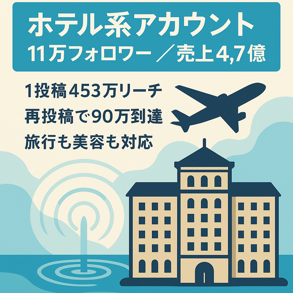 【フォロワー11万人 | 最高売上473,437万円】ホテル系アカウント