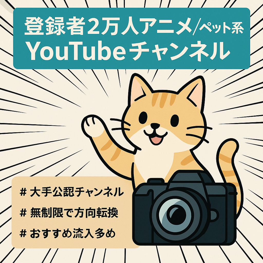 【訳アリ】登録者2万人！元某大手出版、総合エンタメ企業の2次創作チャンネルです。カテゴリーはアニメ、ペット系です。