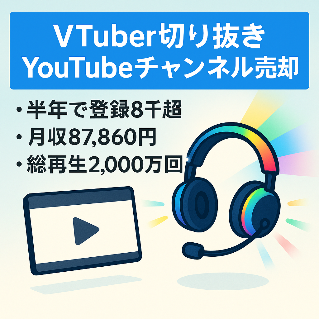 【登録者数8,000人超/最高月収87,860円】有名VTuberの切り抜きチャンネル/ショート中心/属人性なし
